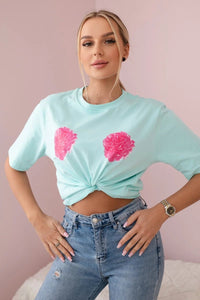 Cotton T-shirt with print 9814 / – Light || Mint цвет / color | Lexline Fashion
