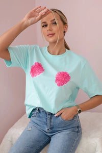 Cotton T-shirt with print 9814 / – Light || Mint цвет / color | Lexline Fashion
