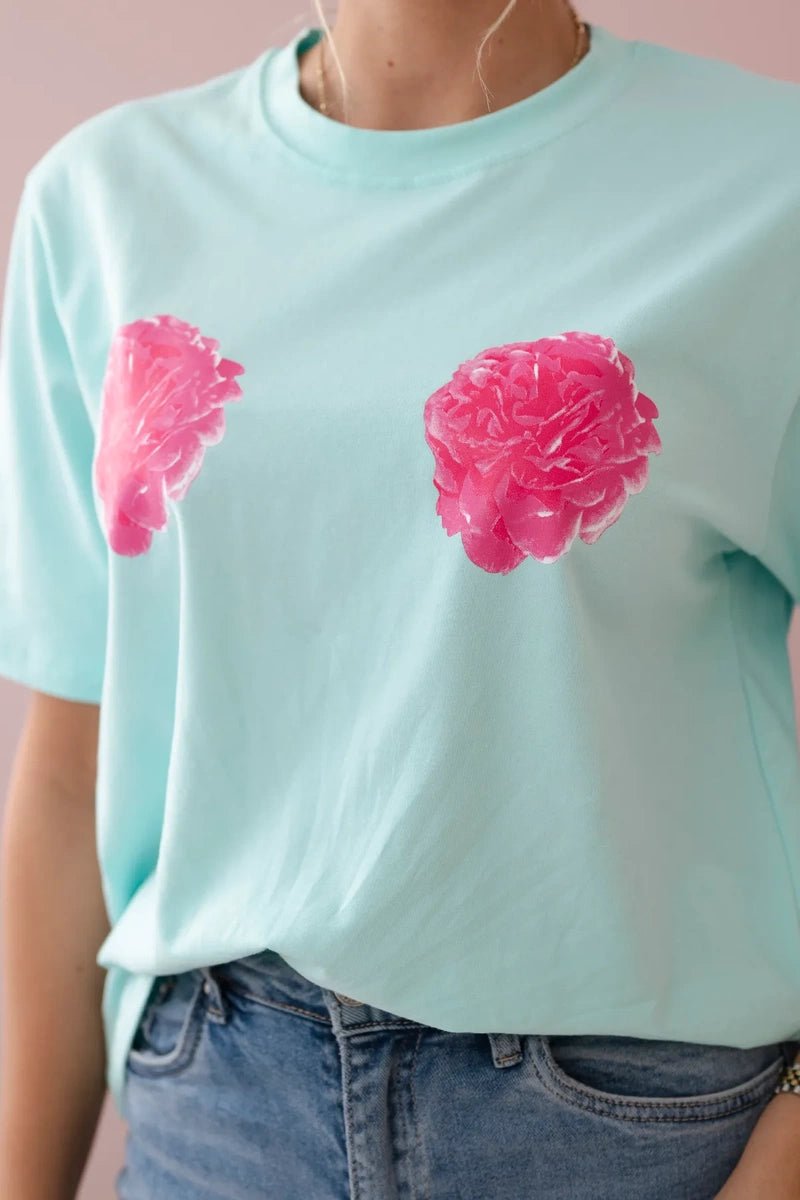 Cotton T-shirt with print 9814 / – Light || Mint цвет / color | Lexline Fashion
