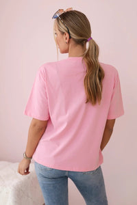 Cotton T-shirt with print 9814 / – Pink цвет / color | Lexline Fashion