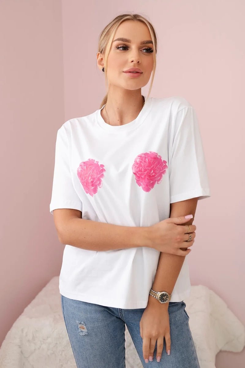 Cotton T-shirt with print 9814 / – White цвет / color | Lexline Fashion