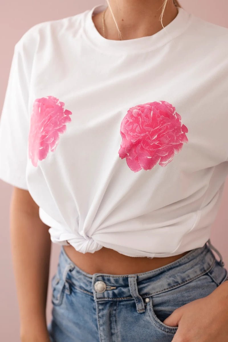 Cotton T-shirt with print 9814 / – White цвет / color | Lexline Fashion