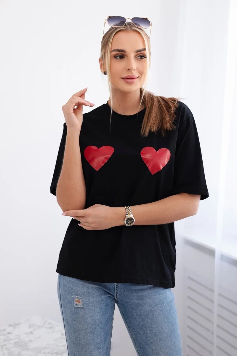 Cotton T-shirt with print 9815 / – Black цвет / color | Lexline Fashion