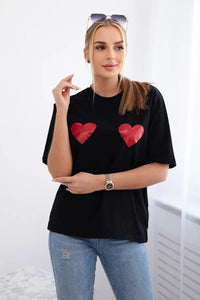 Cotton T-shirt with print 9815 / – Black цвет / color | Lexline Fashion