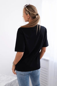 Cotton T-shirt with print 9815 / – Black цвет / color | Lexline Fashion