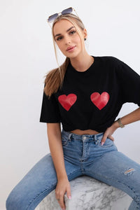 Cotton T-shirt with print 9815 / – Black цвет / color | Lexline Fashion