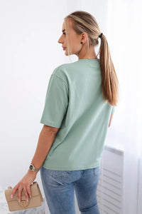 Cotton T-shirt with print 9815 / – Dark || Mint цвет / color | Lexline Fashion