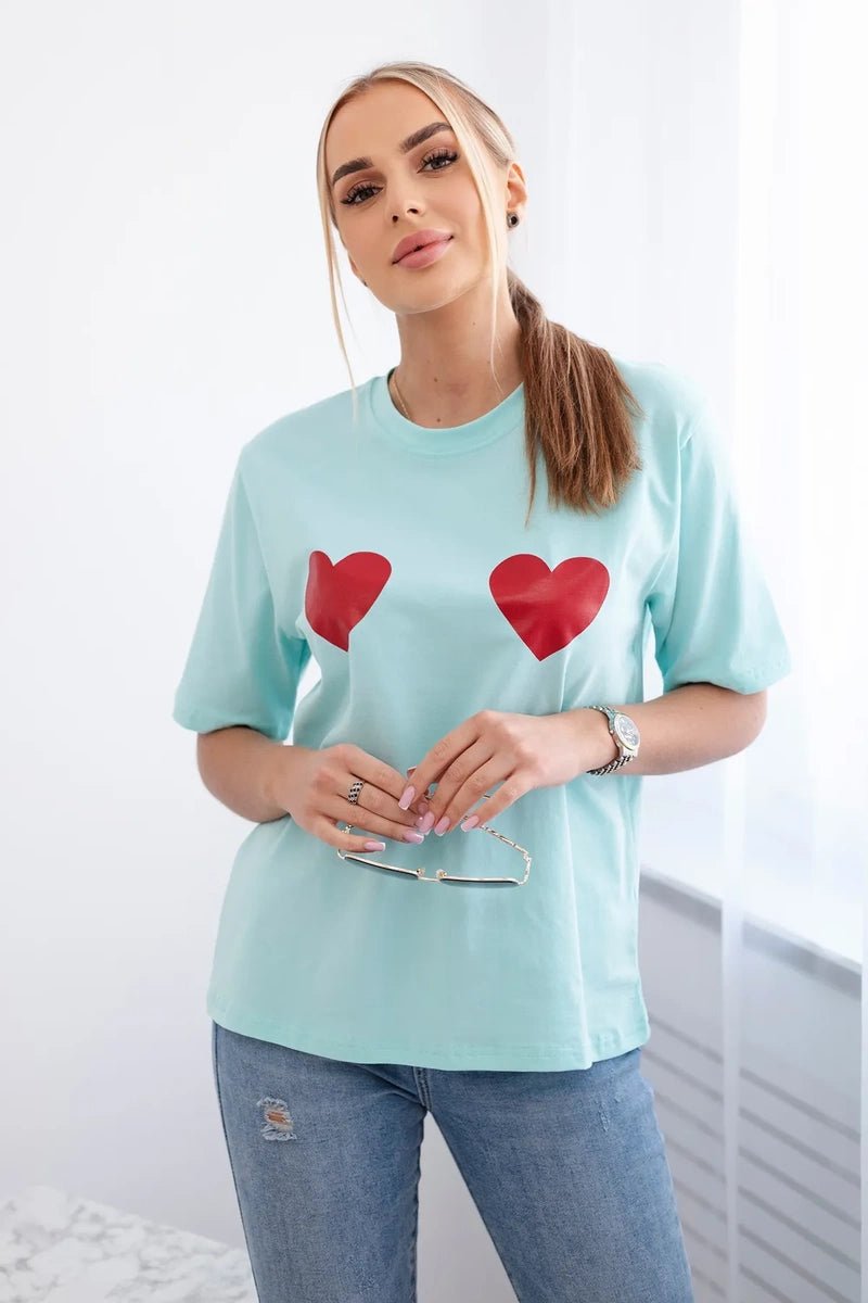 Cotton T-shirt with print 9815 / – Light || Mint цвет / color | Lexline Fashion