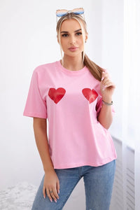 Cotton T-shirt with print 9815 / – Light || Pink цвет / color | Lexline Fashion