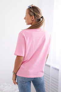 Cotton T-shirt with print 9815 / – Light || Pink цвет / color | Lexline Fashion