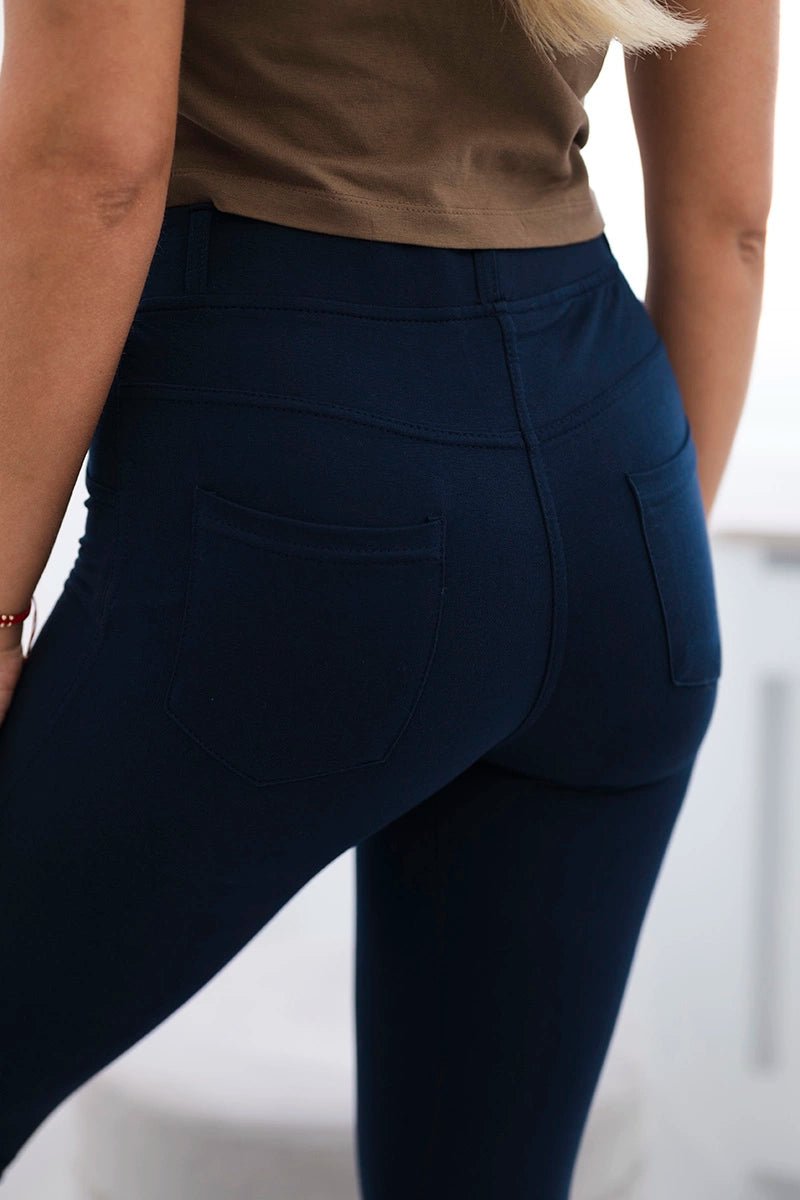 Cotton trousers with back pockets 488 / – Navy blue цвет / color | Lexline Fashion