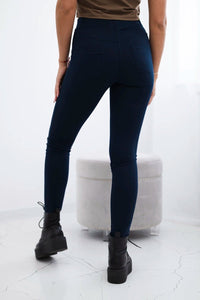 Cotton trousers with back pockets 488 / – Navy blue цвет / color | Lexline Fashion