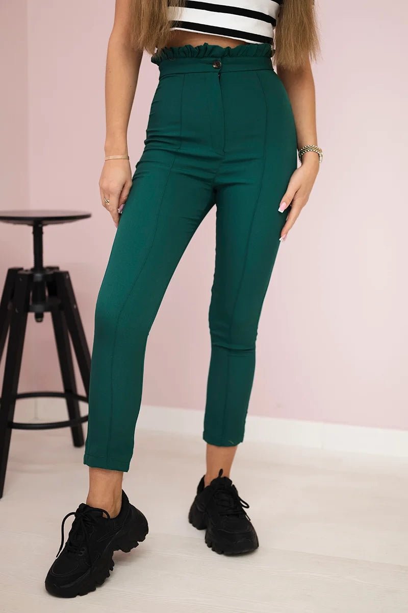 Creased trousers 9371 / – Dark || green цвет / color | Lexline Fashion