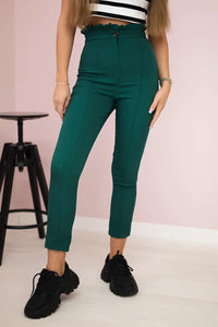 Creased trousers 9371 / – Dark || green цвет / color | Lexline Fashion