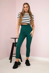 Creased trousers 9371 / – Dark || green цвет / color | Lexline Fashion