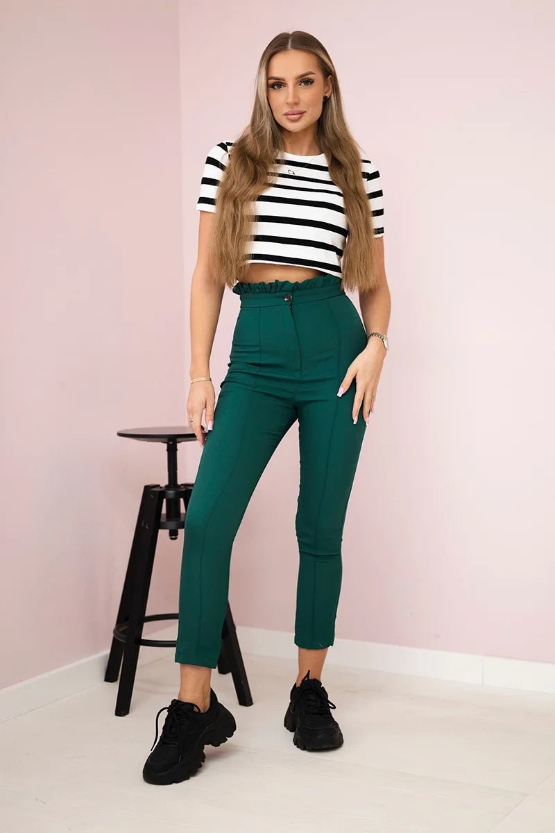Creased trousers 9371 / – Dark || green цвет / color | Lexline Fashion