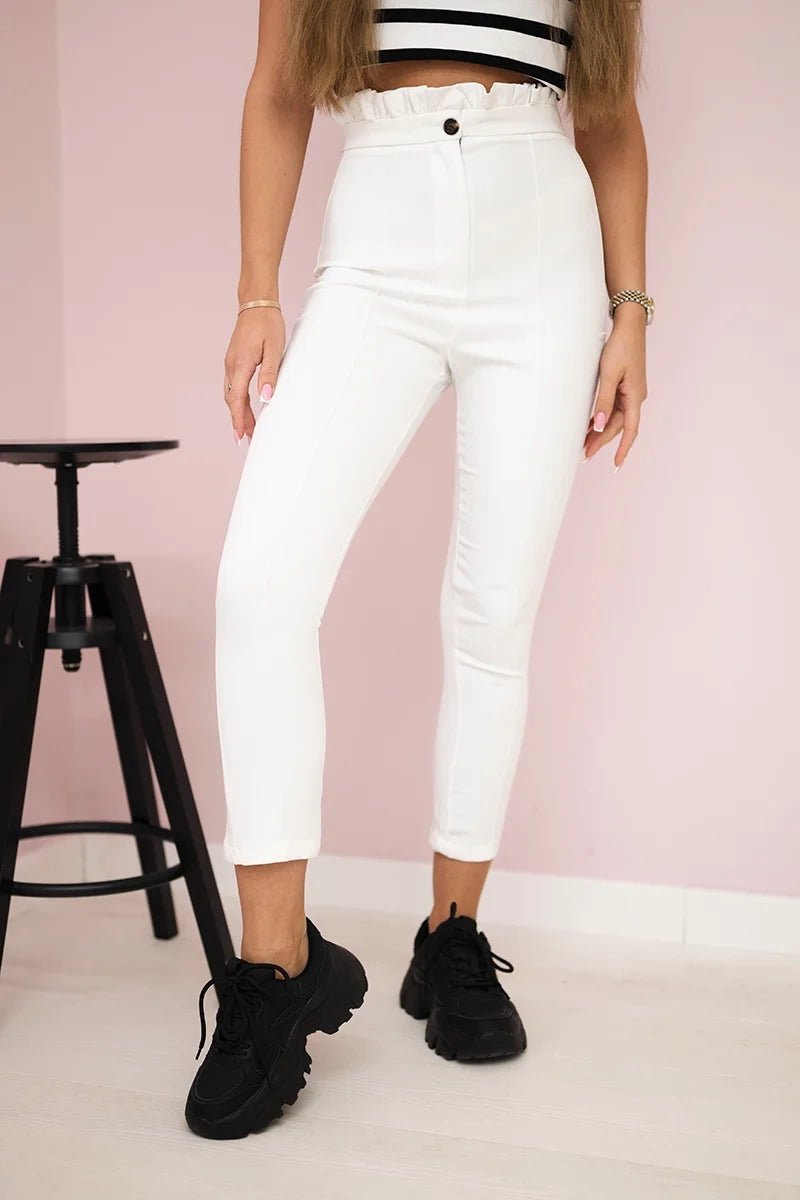 Creased trousers 9371 / – Ecru цвет / color | Lexline Fashion