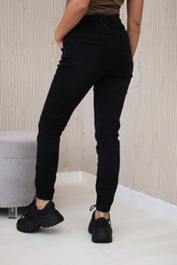 Denim trousers with a drawstring 5569 / – Black цвет / color | Lexline Fashion
