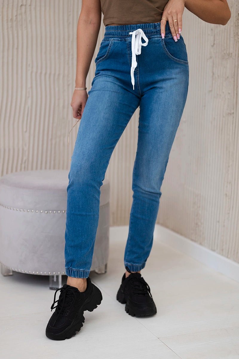 Denim trousers with a drawstring 5569 / – Jeans цвет / color | Lexline Fashion
