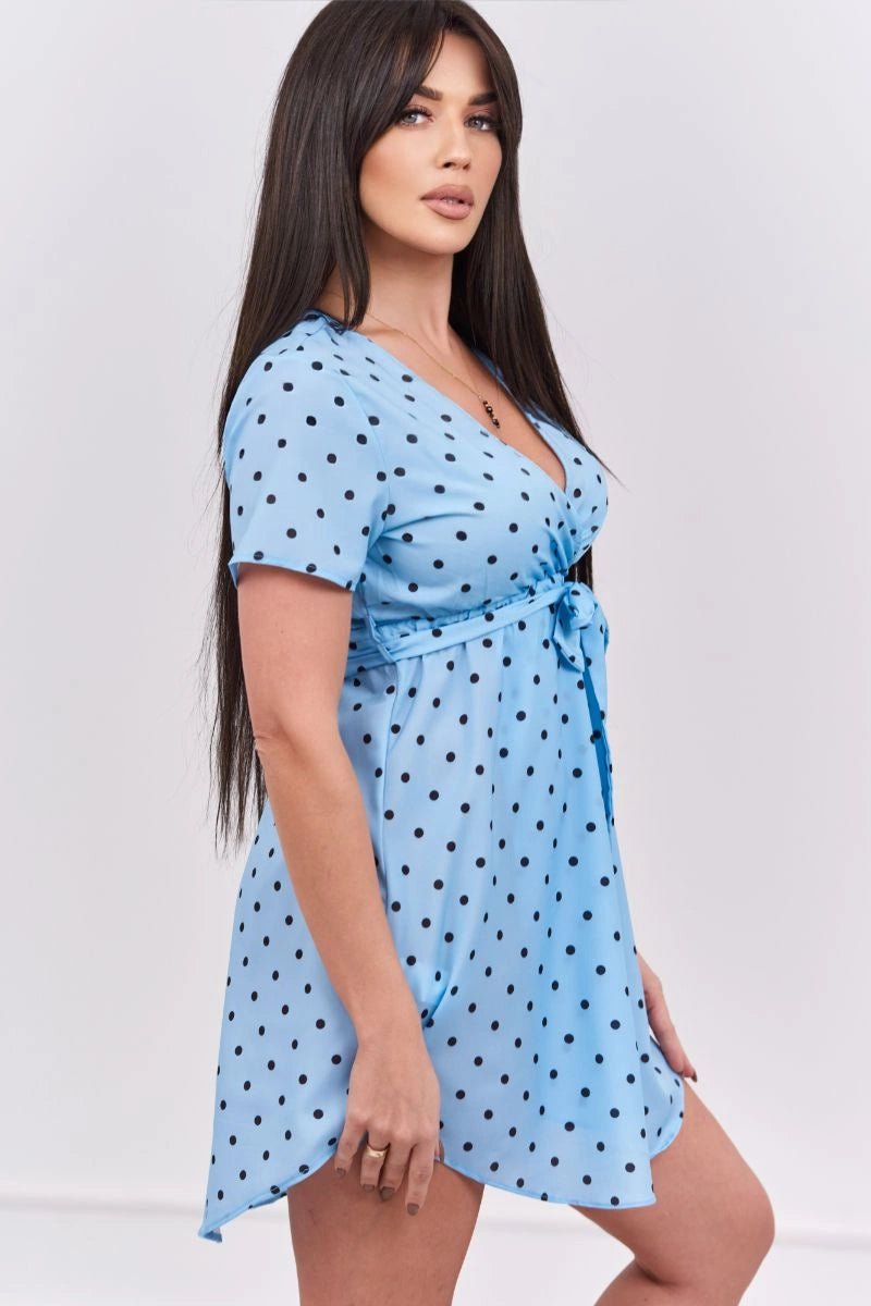 Dotted dress 9263 / – Blue цвет / color | Lexline Fashion