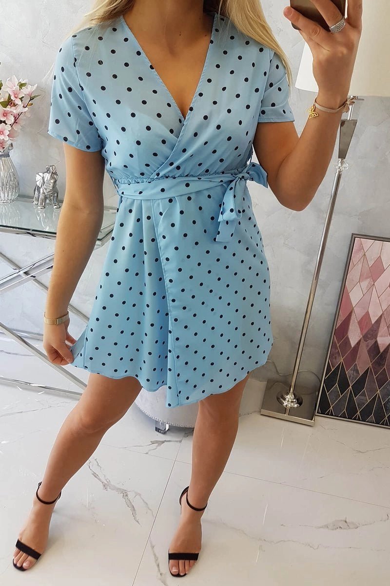 Dotted dress 9263 / – Blue цвет / color | Lexline Fashion