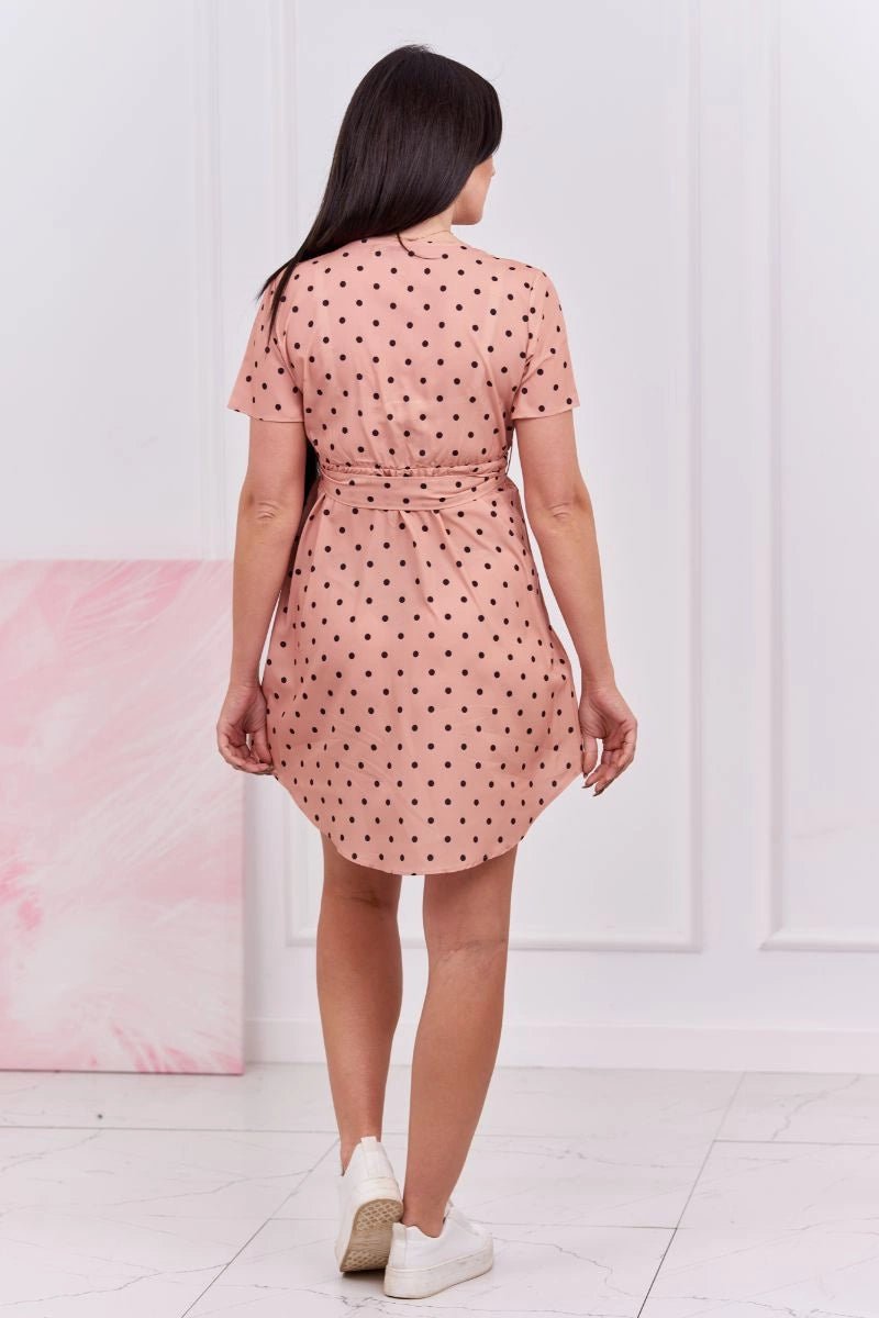 Dotted dress 9263 / – Dark || Apricot цвет / color | Lexline Fashion