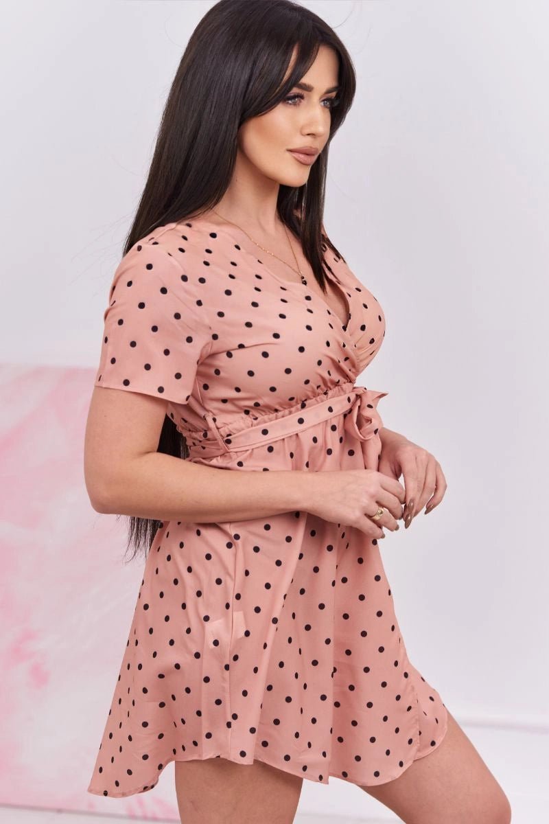 Dotted dress 9263 / – Dark || Apricot цвет / color | Lexline Fashion