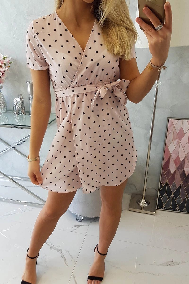Dotted dress 9263 / – Powder цвет / color | Lexline Fashion