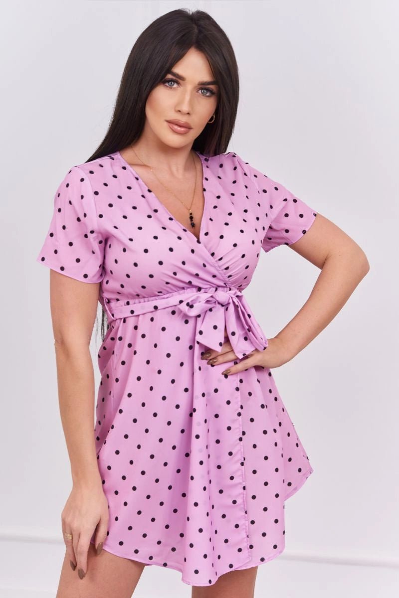 Dotted dress 9263 / – Purple цвет / color | Lexline Fashion