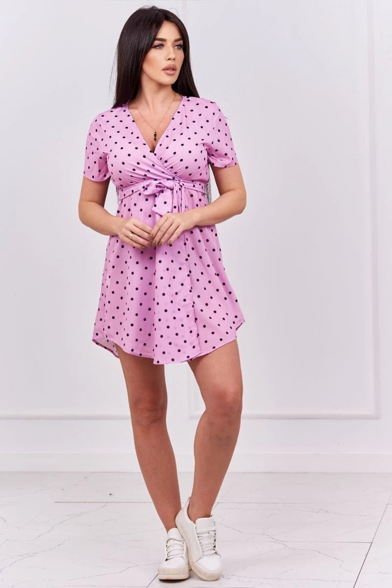 Dotted dress 9263 / – Purple цвет / color | Lexline Fashion