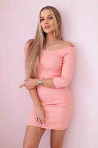 Dress fitted - ribbed 8974 / – Apricot цвет / color | Lexline Fashion