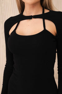 Dress fitted - ribbed 9351 / – Black цвет / color | Lexline Fashion