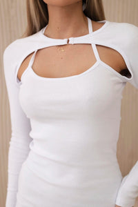 Dress fitted - ribbed 9351 / – White цвет / color | Lexline Fashion