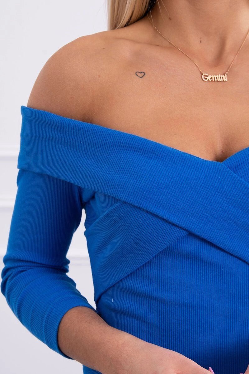 Dress fitted with a V - neck 9232 / – Blue cornflower цвет / color | Lexline Fashion