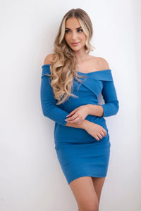 Dress fitted with a V - neck 9232 / – Jeans цвет / color | Lexline Fashion