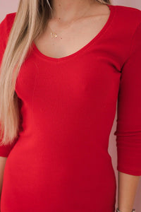 Dress fitted with neckline 8863 / – Red цвет / color | Lexline Fashion