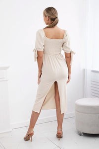 Dress ruffled at the back ART2708 / – Beige цвет / color | Lexline Fashion
