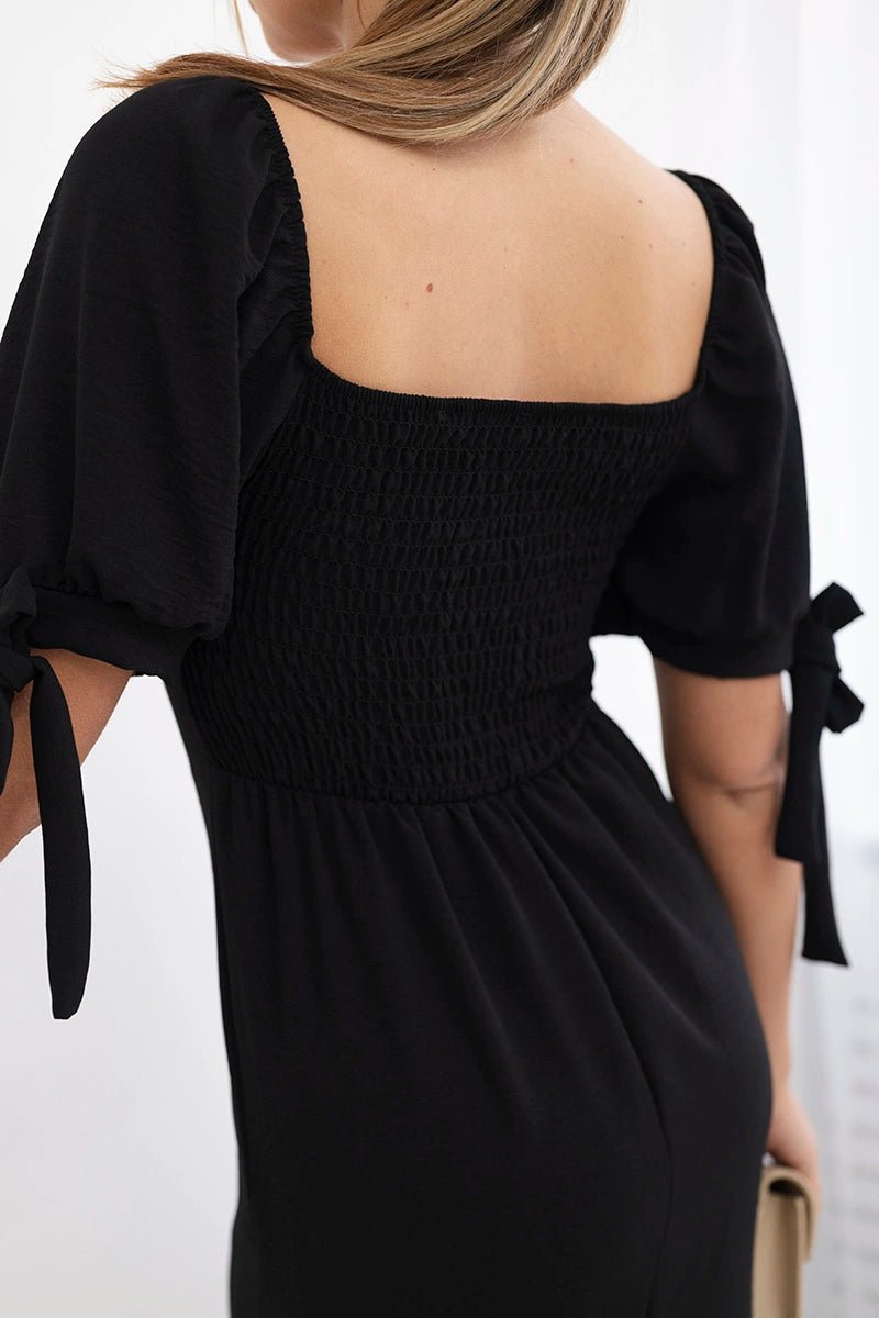 Dress ruffled at the back ART2708 / – Black цвет / color | Lexline Fashion