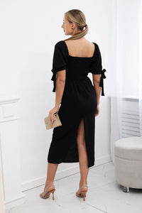 Dress ruffled at the back ART2708 / – Black цвет / color | Lexline Fashion