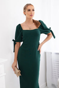 Dress ruffled at the back ART2708 / – Dark || green цвет / color | Lexline Fashion