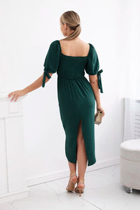 Dress ruffled at the back ART2708 / – Dark || green цвет / color | Lexline Fashion