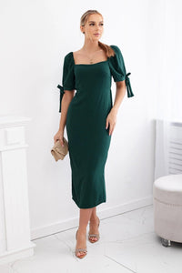 Dress ruffled at the back ART2708 / – Dark || green цвет / color | Lexline Fashion