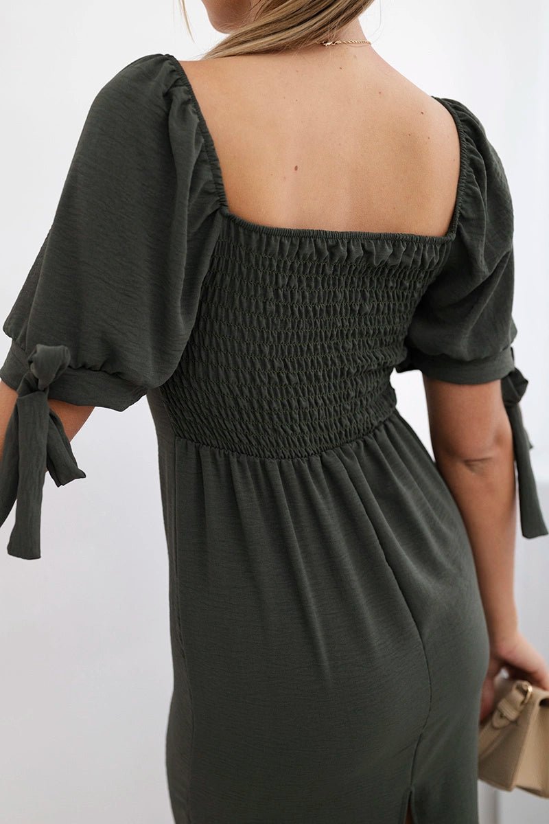 Dress ruffled at the back ART2708 / – Khaki цвет / color | Lexline Fashion