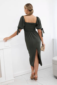 Dress ruffled at the back ART2708 / – Khaki цвет / color | Lexline Fashion