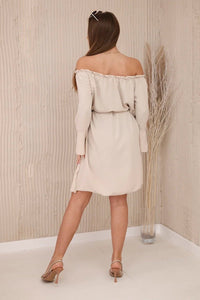 Dress tied at the waist with a drawstring IT - 17 / – Beige цвет / color | Lexline Fashion