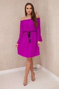 Dress tied at the waist with a drawstring IT - 17 / – Dark || purple цвет / color | Lexline Fashion
