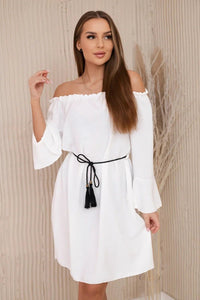 Dress tied at the waist with a drawstring IT - 17 / – Ecru цвет / color | Lexline Fashion