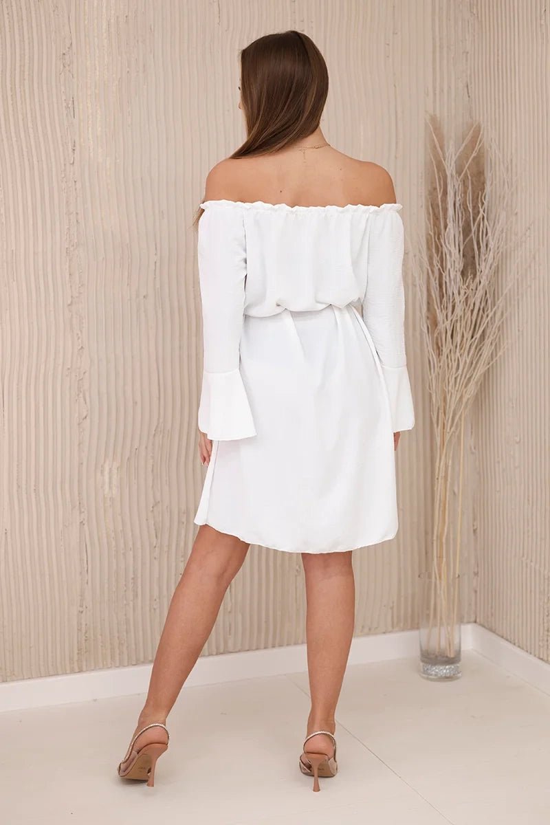 Dress tied at the waist with a drawstring IT - 17 / – Ecru цвет / color | Lexline Fashion