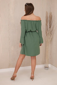 Dress tied at the waist with a drawstring IT - 17 / – Khaki цвет / color | Lexline Fashion