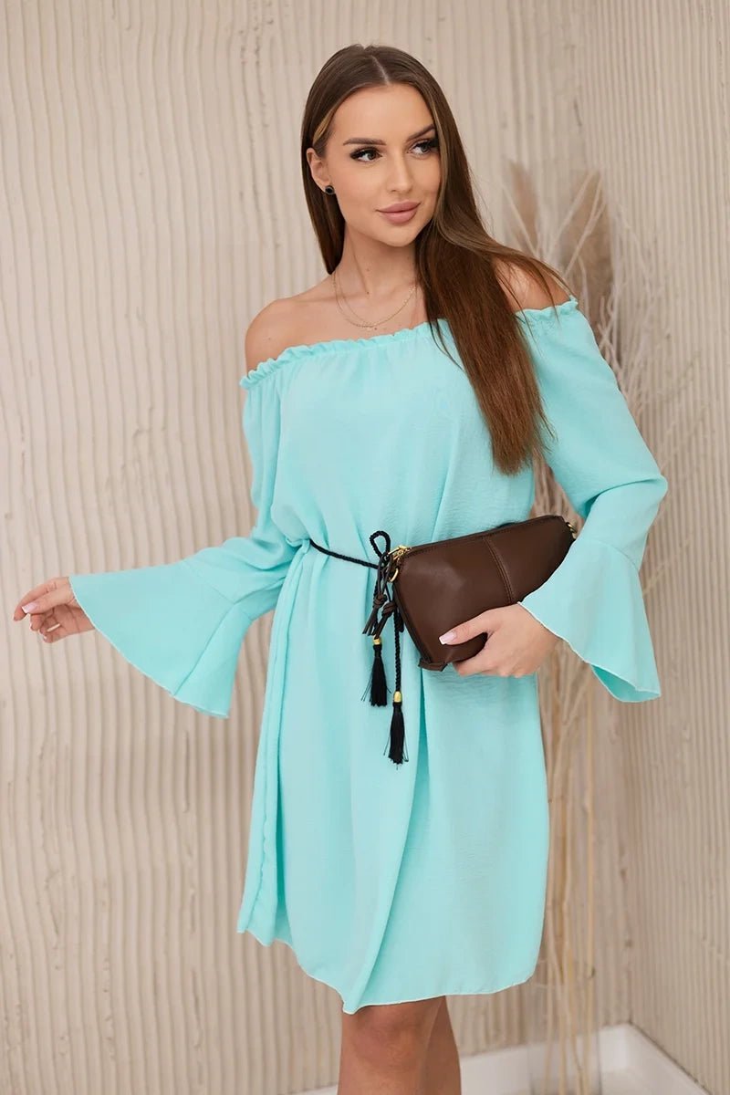 Dress tied at the waist with a drawstring IT - 17 / – Mint цвет / color | Lexline Fashion